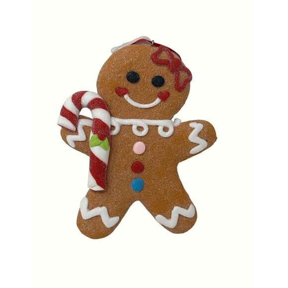 Gingerbread Peppermint Cookies 5 Inch Candy Cane Boy Girl Ornament Candyland Lot - Picture 4 of 8